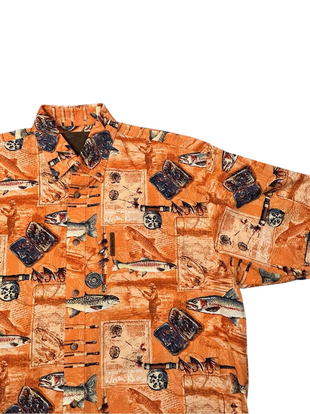 Clearwater Outfitters Vintage-Style Trout Fishing Short-Sleeve Shirt L Men’s
